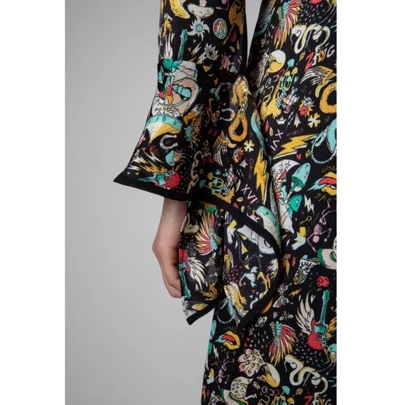 NEW ZADIG VOLTAIRE Circus Print Long Sleeve Tie Cuff Ruffled Button Up Dress XS - Picture 8 of 16